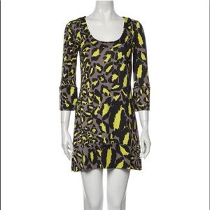 🖤Diane von Furstenberg Neon Leopard Print Dress